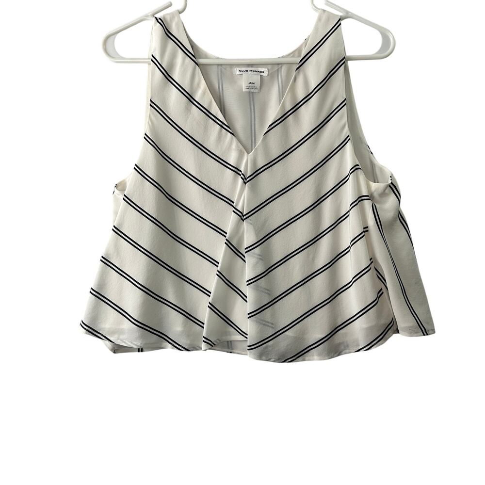 Club Monaco White Chevron Sleeveless Blouse – Size M - Picture 3 of 8